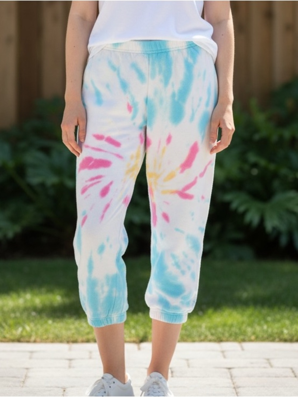 Spiritual Gangster Tie Die Sweatpants - Blue, Pink & Yellow